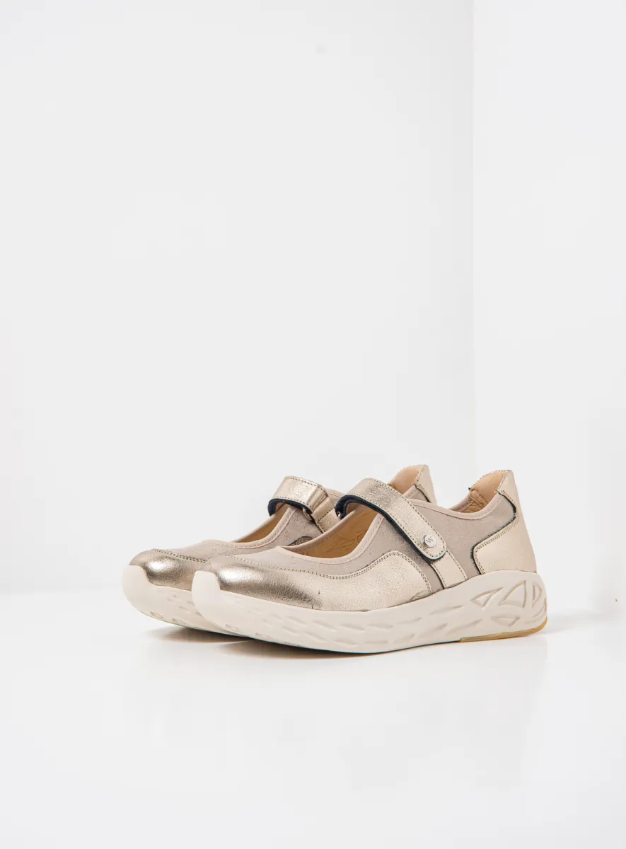 Wolky Spring S2F - Leder Kombi Stretch champagne Riemchenschuhe für damen