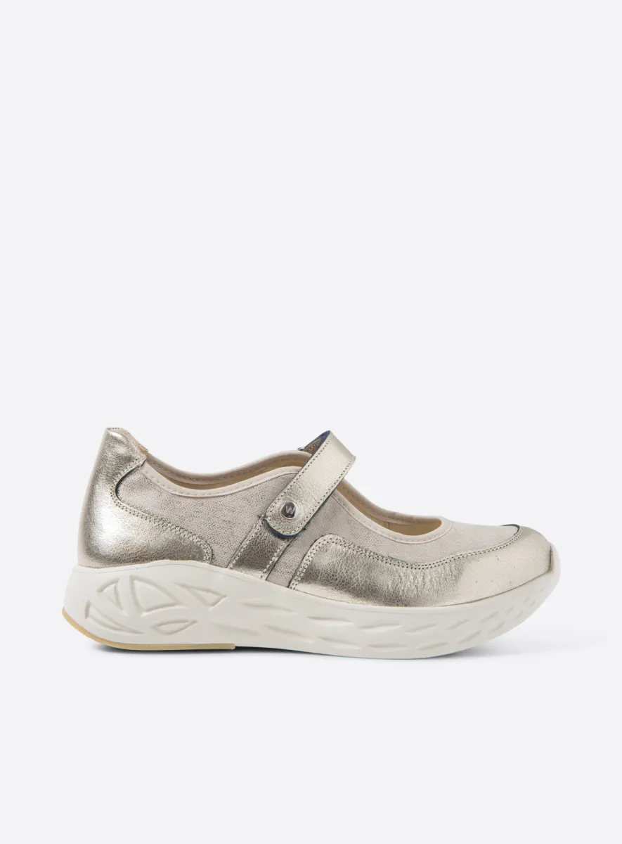 Wolky Spring S2F - Leder Kombi Stretch champagne Riemchenschuhe für damen