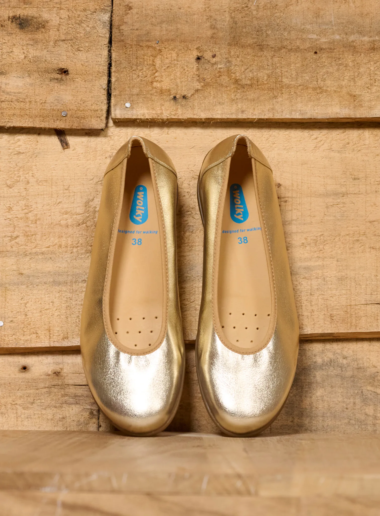 Wolky Ballerinas 00386 Duncan F2F 80120 Biocare vegan champagner
