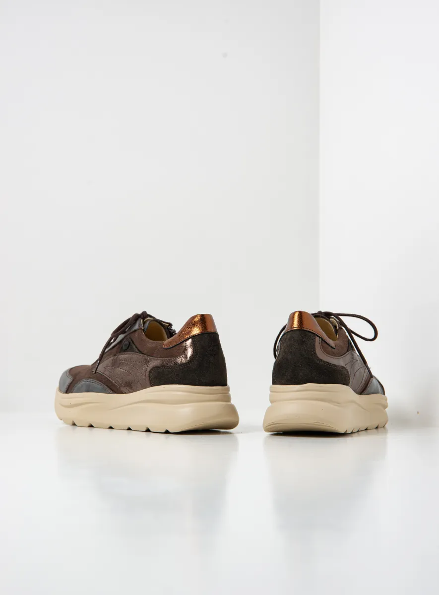 Wolky Sneakers 00990 Nova S2F 90300 Leder Kombi Stretch braun