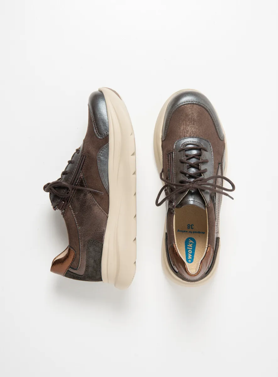 Wolky Sneakers 00990 Nova S2F 90300 Leder Kombi Stretch braun