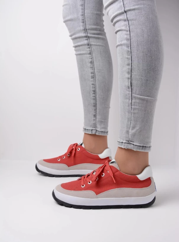 wolky schnuerschuhe 01425 babati 94500 rood canvas suede detail