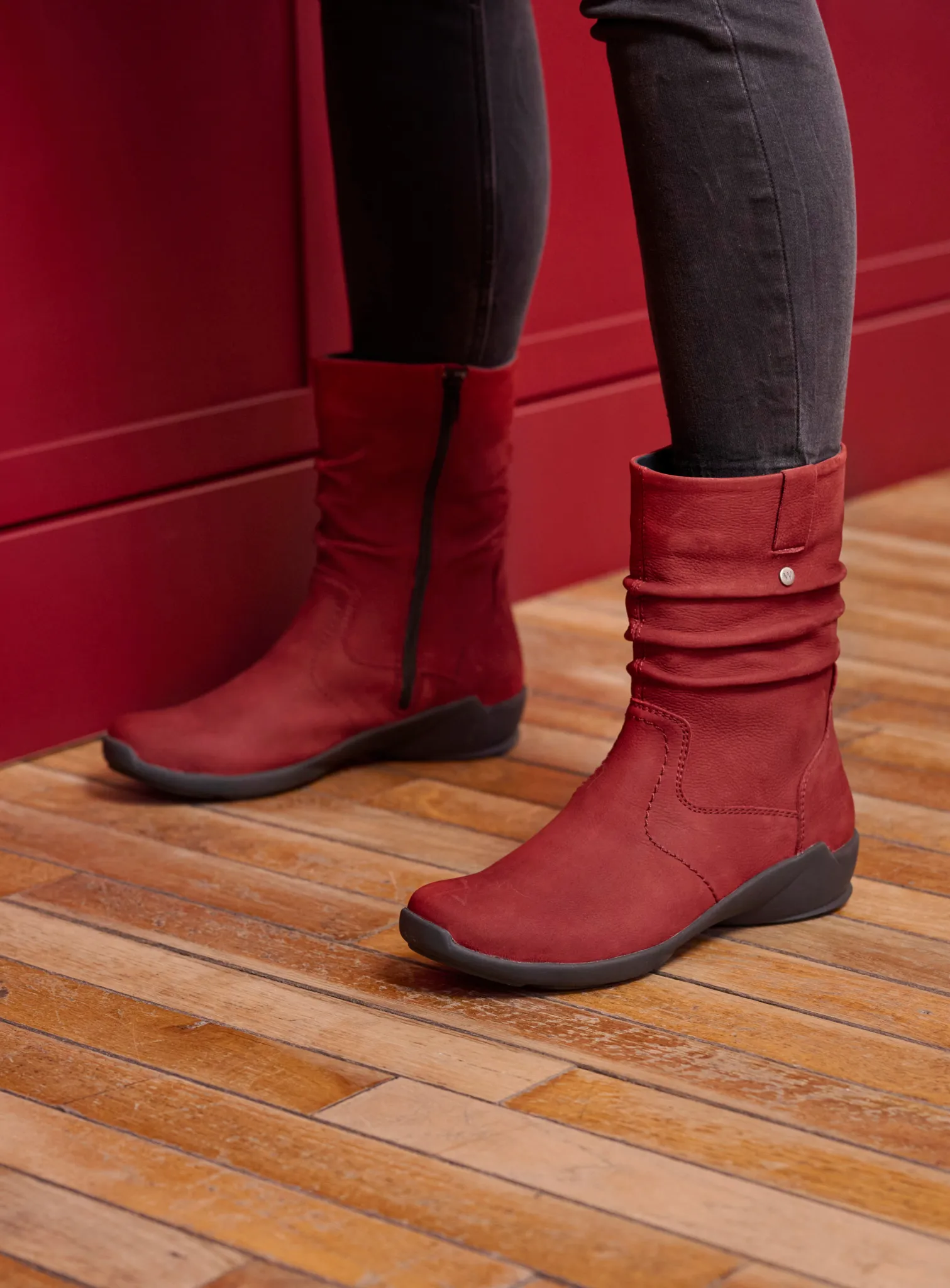 Wolky Stiefel 01572 Luna 11553 Nubukleder kirschrot