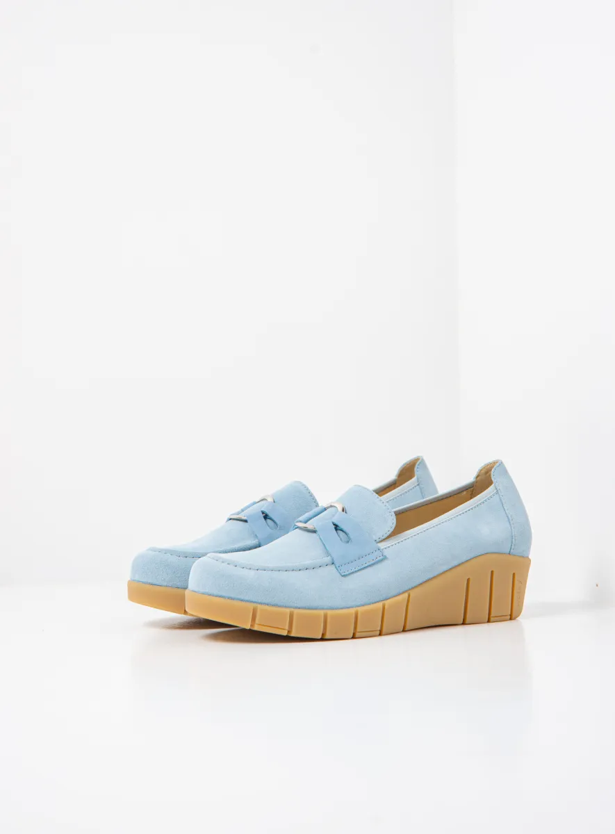 Wolky Augusta - Veloursleder hellblau Schlupfschuhe für damen