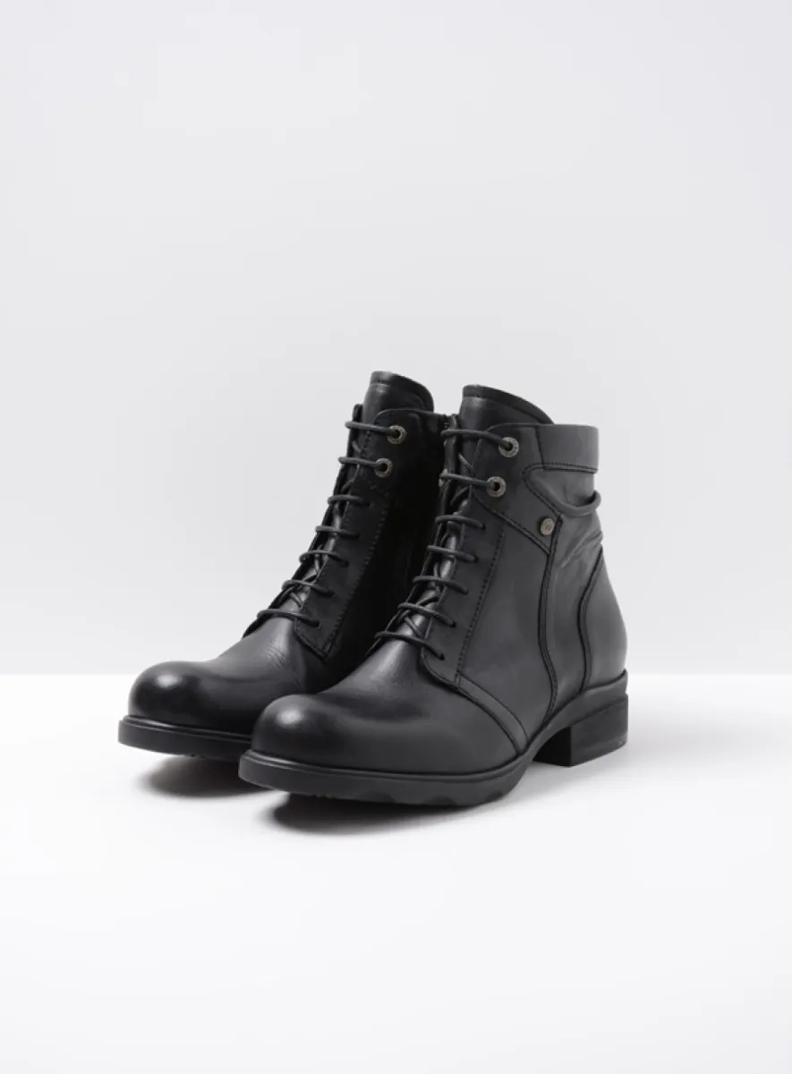 Wolky Center - Leder schwarz Schnürschuhe für damen