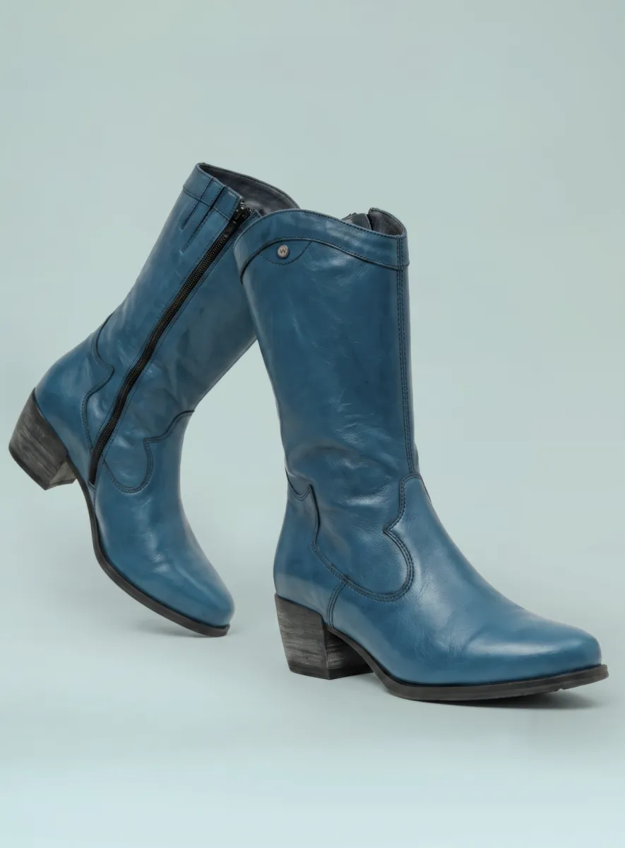 Wolky Caldwell HV - Leder petrol Cowboystiefel für damen