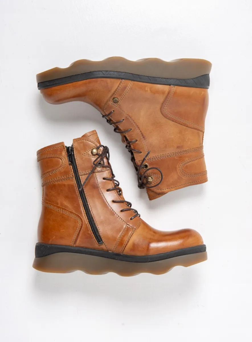 Wolky Schnürstiefeletten 02982 Destiny HV 30430 Leder cognac