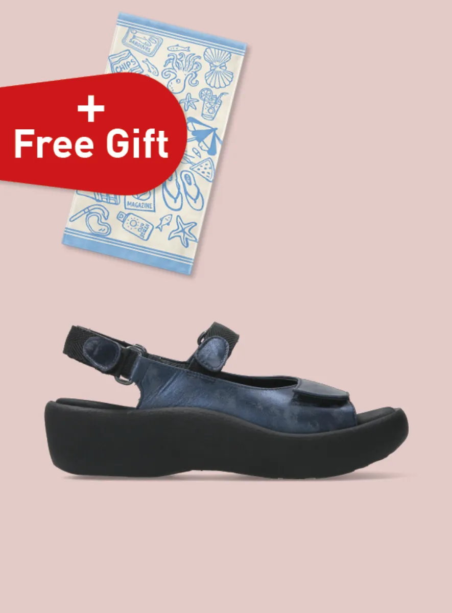 Wolky Jewel - Nubukleder metallic marineblau Sandalen für damen