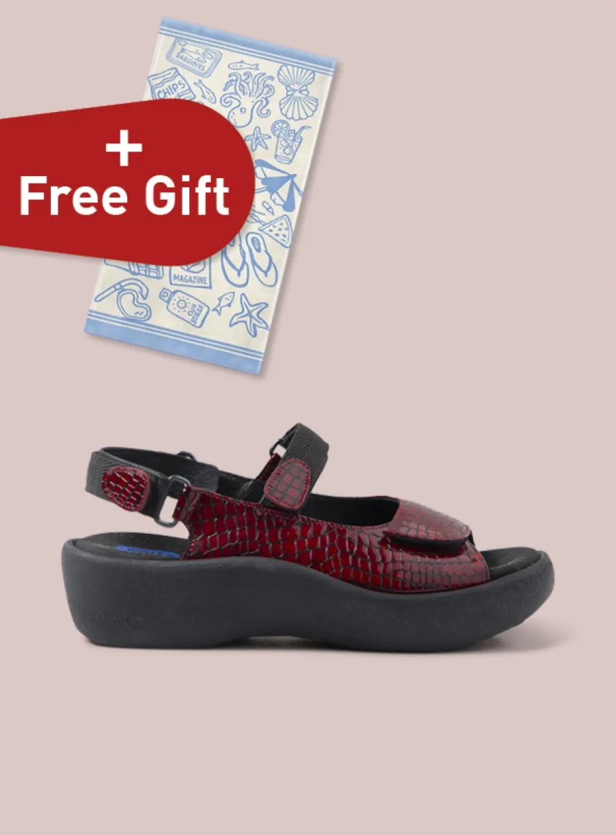 Wolky Jewel - Lackleder Kroko-Optik rot Sandalen für damen
