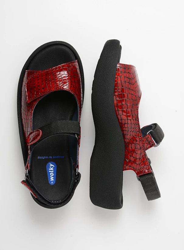 wolky sandalen 03204 jewel 67500 rood crocolook lakleer top