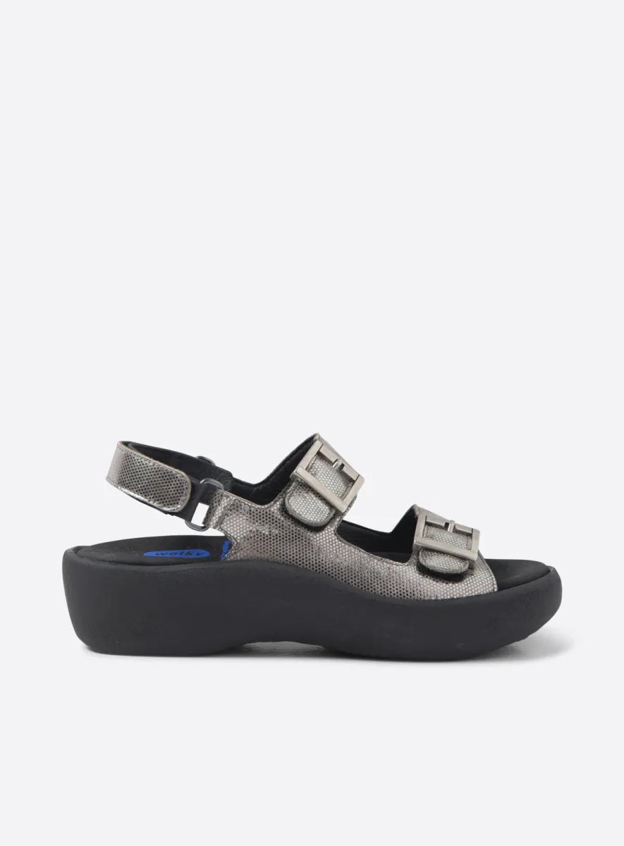 Wolky Fortune - Leder metallic grau Sandalen für damen