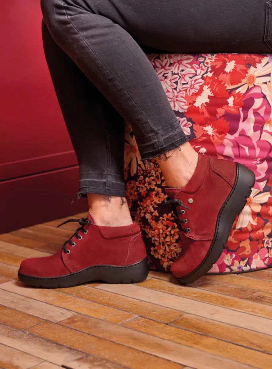 Wolky Hohe Schnürschuhe 03255 Tarda WR 11553 Nubukleder kirschrot