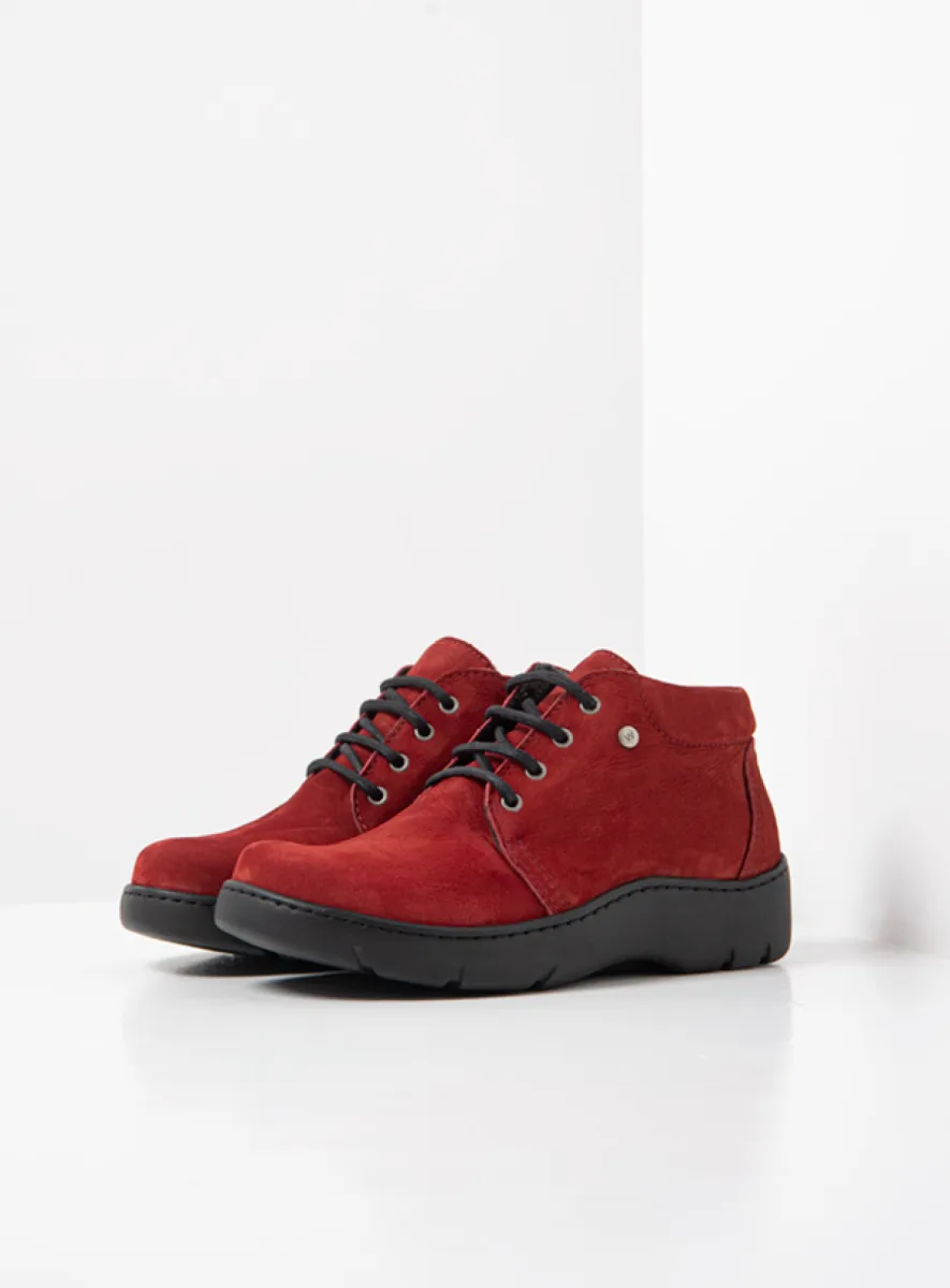 Wolky Hohe Schnürschuhe 03255 Tarda WR 11553 Nubukleder kirschrot