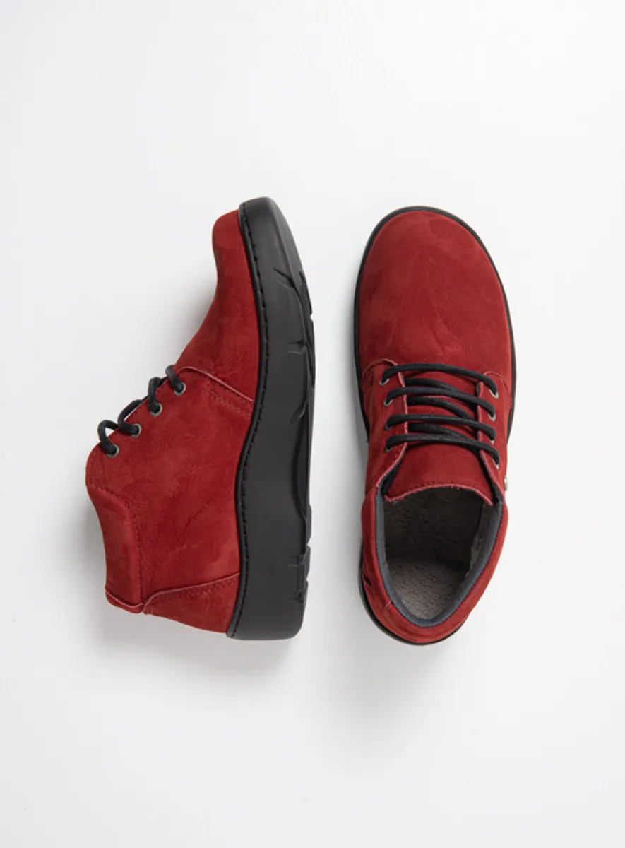 Wolky Hohe Schnürschuhe 03255 Tarda WR 11553 Nubukleder kirschrot