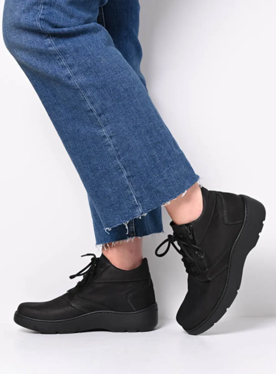 Wolky Schnürschuhe 03257 Annemarie 11000 Nubukleder schwarz