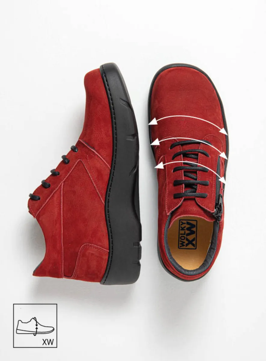 Wolky Schnürschuhe 03257 Annemarie 11553 Nubukleder kirschrot