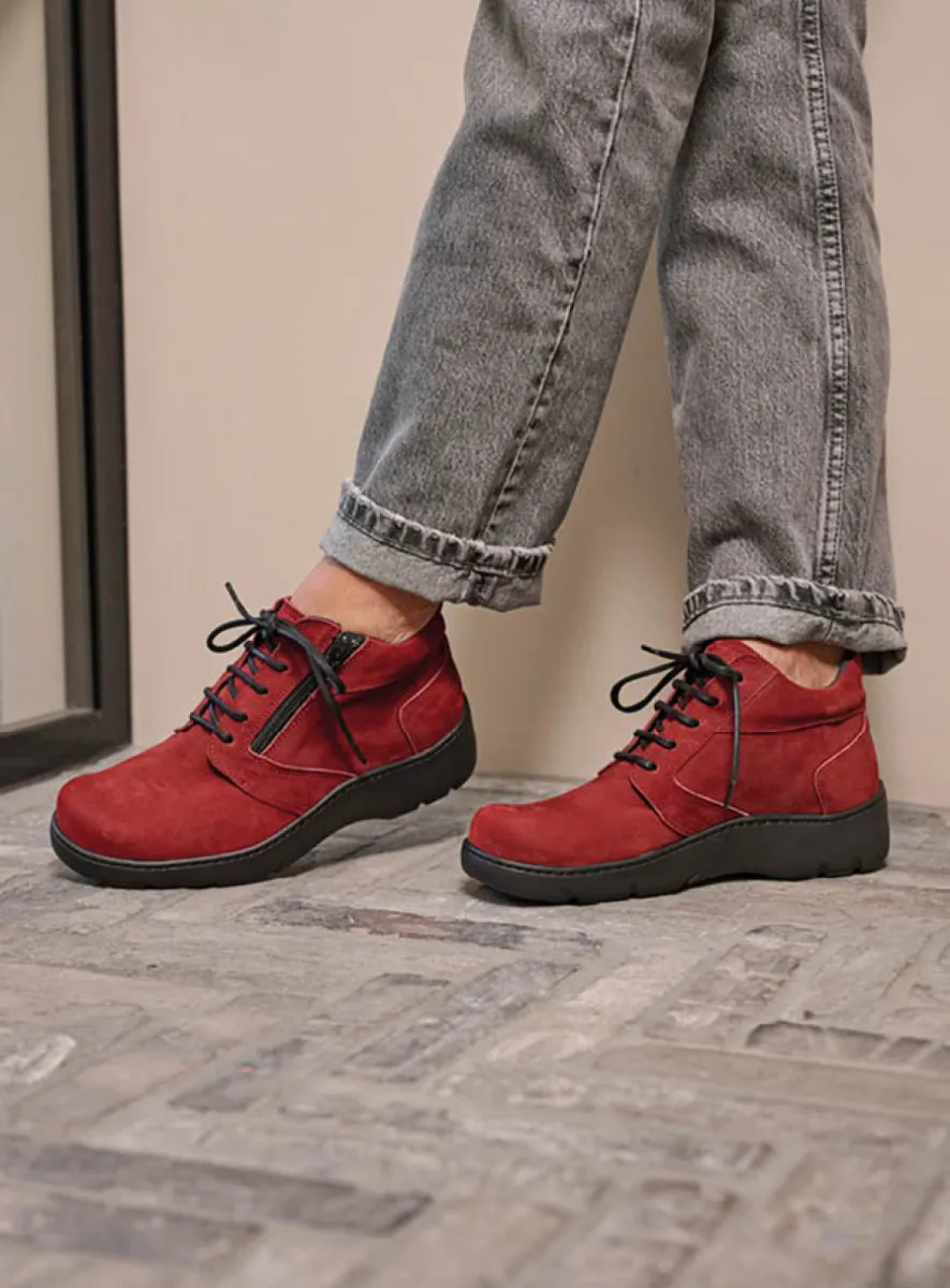 Wolky Schnürschuhe 03257 Annemarie 11553 Nubukleder kirschrot