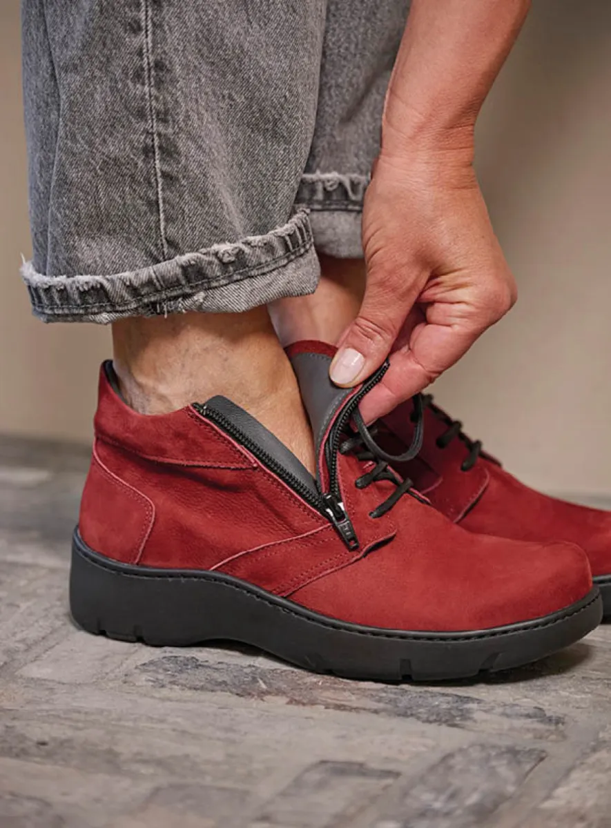 Wolky Schnürschuhe 03257 Annemarie 11553 Nubukleder kirschrot