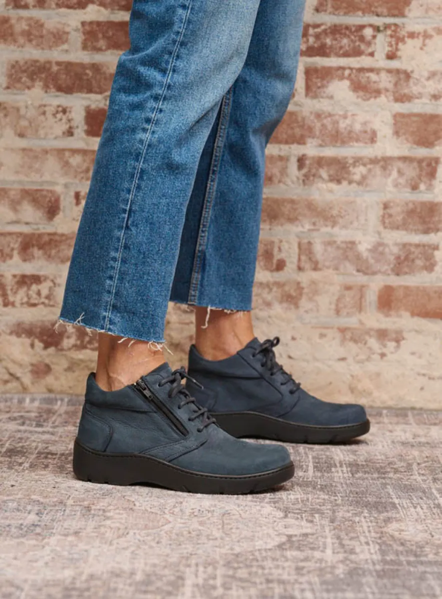 Wolky Annemarie - Nubukleder denimblau Schnürschuhe für damen