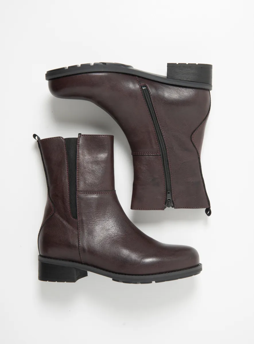Wolky Neola - Leder bordeauxrot Stiefel für damen