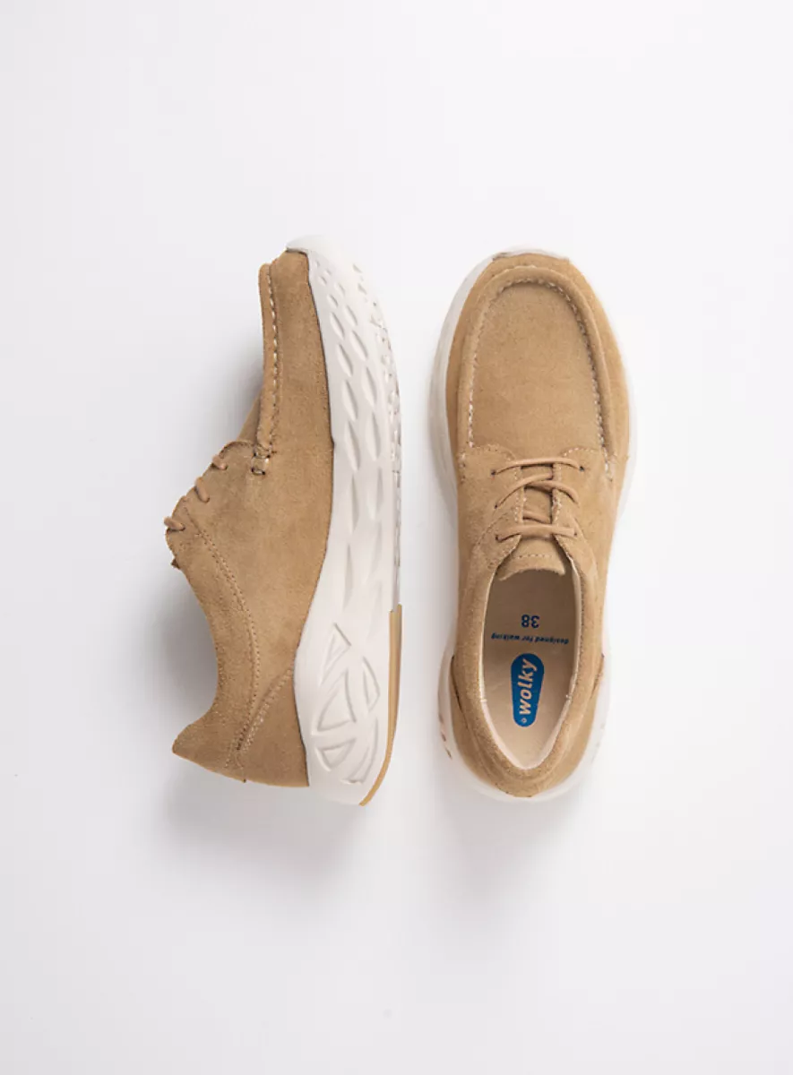 Wolky Niedrige schnürschuhe 05707 Pro Moc 40390 Veloursleder beige