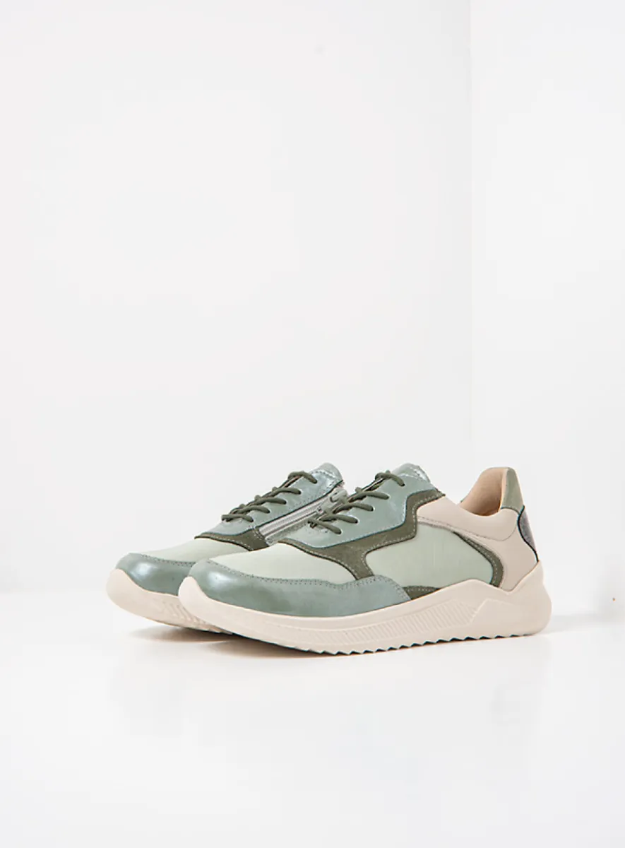 Wolky e-Way S2F - Leder Kombi Stretch salbeigrün Atmungsaktive Schuhe für damen