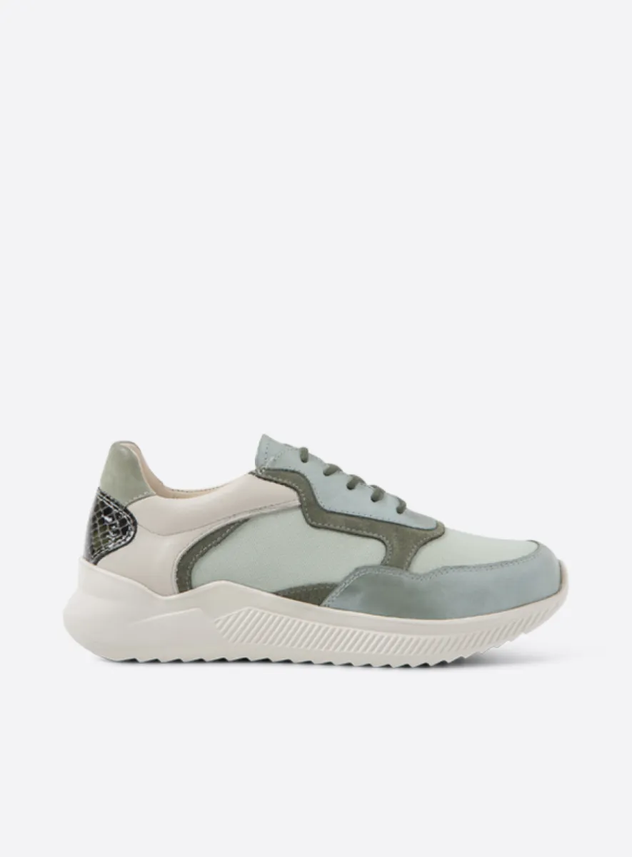 Wolky e-Way S2F - Leder Kombi Stretch salbeigrün Atmungsaktive Schuhe für damen