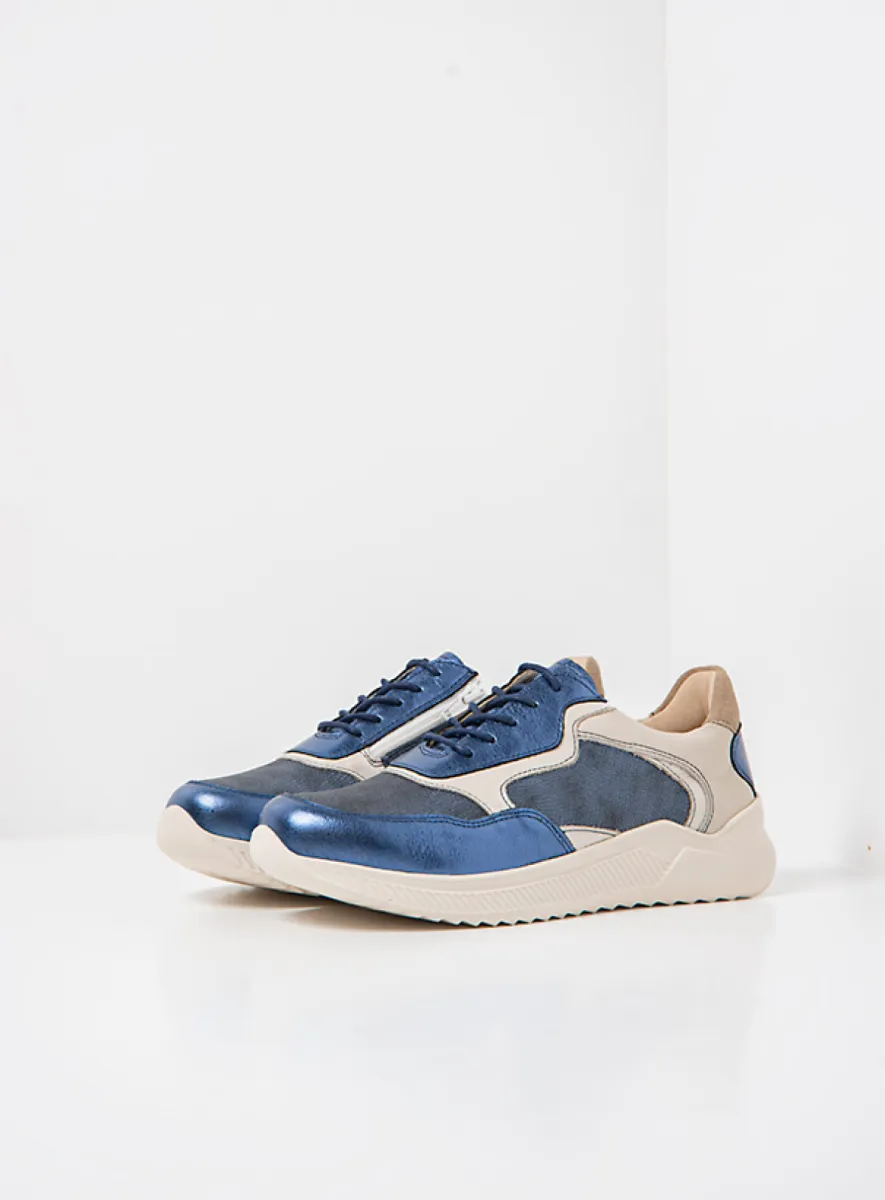 Wolky e-Way S2F - Leder Kombi Stretch blau Atmungsaktive Schuhe für damen