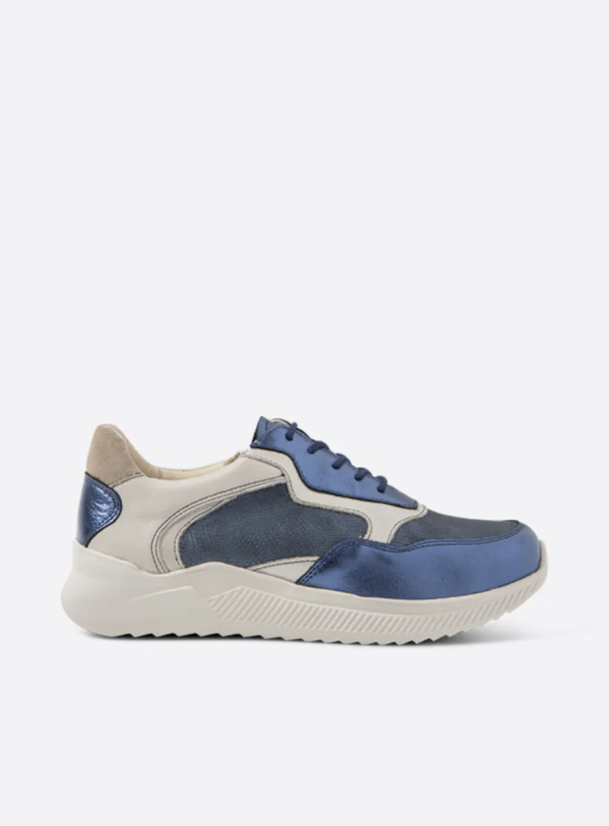 Wolky e-Way S2F - Leder Kombi Stretch blau Atmungsaktive Schuhe für damen