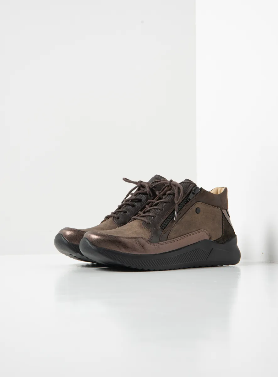 Wolky e-Push S2F - Leder Kombi Stretch braun Atmungsaktive Schuhe für damen