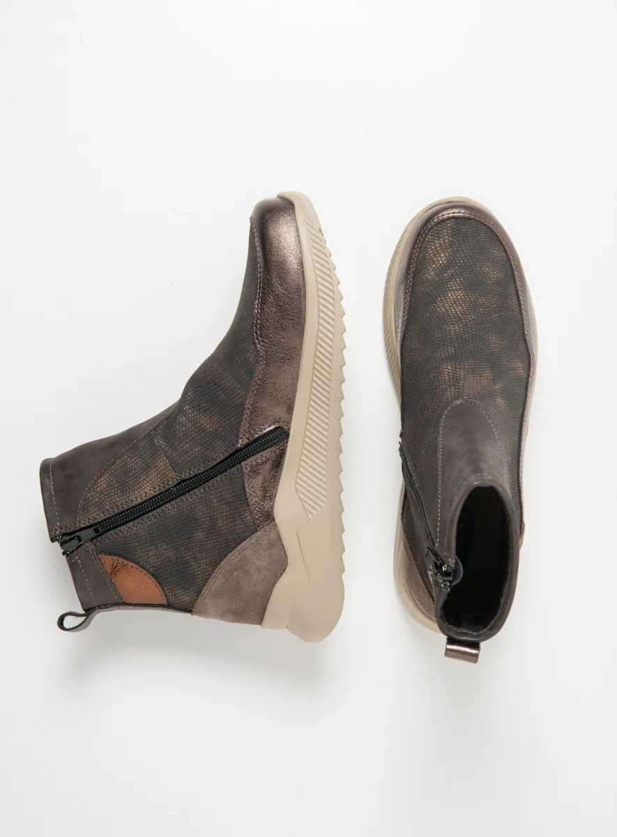 Wolky e-Stride S2F - Effekt-Leder bronze Stiefeletten für damen