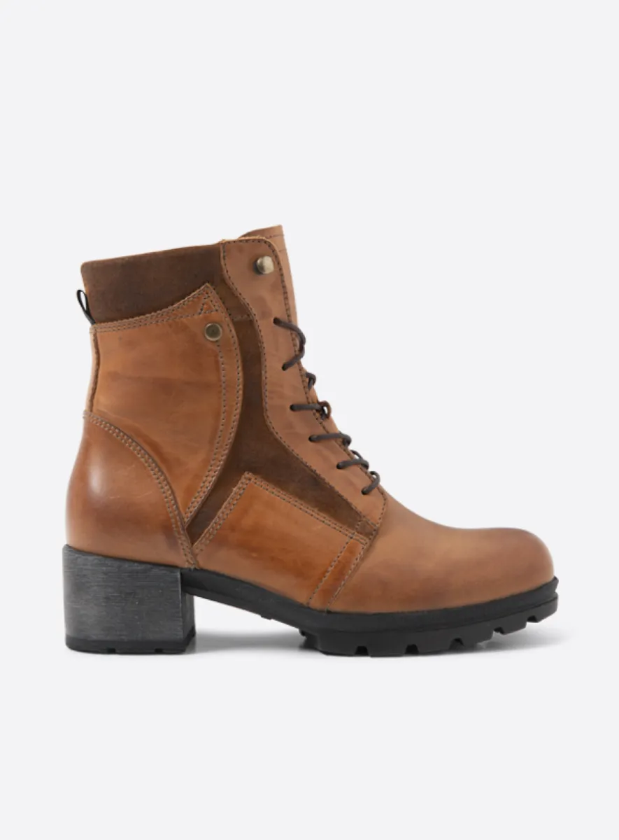 Wolky Schnürstiefeletten 06100 Dayton 30430 Leder cognac