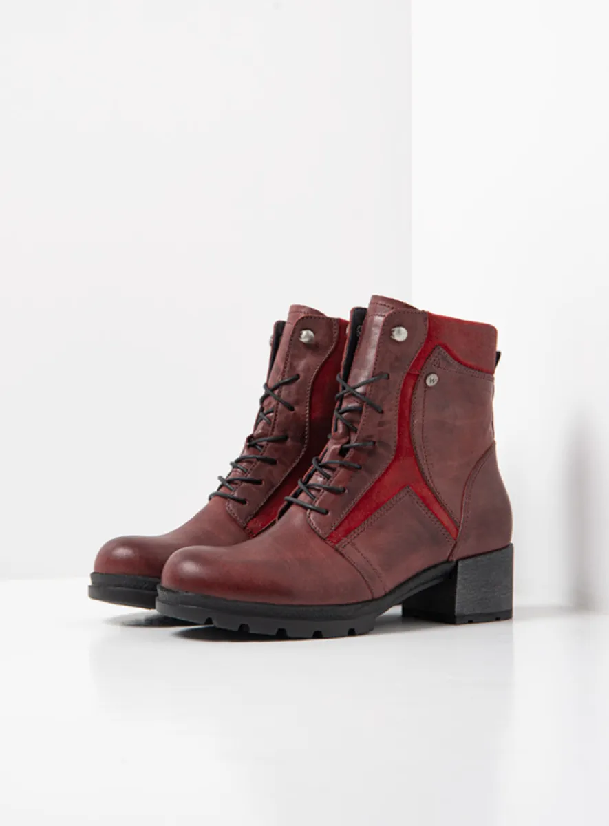 Wolky Schnürstiefeletten 06100 Dayton 30551 Leder bordeauxrot