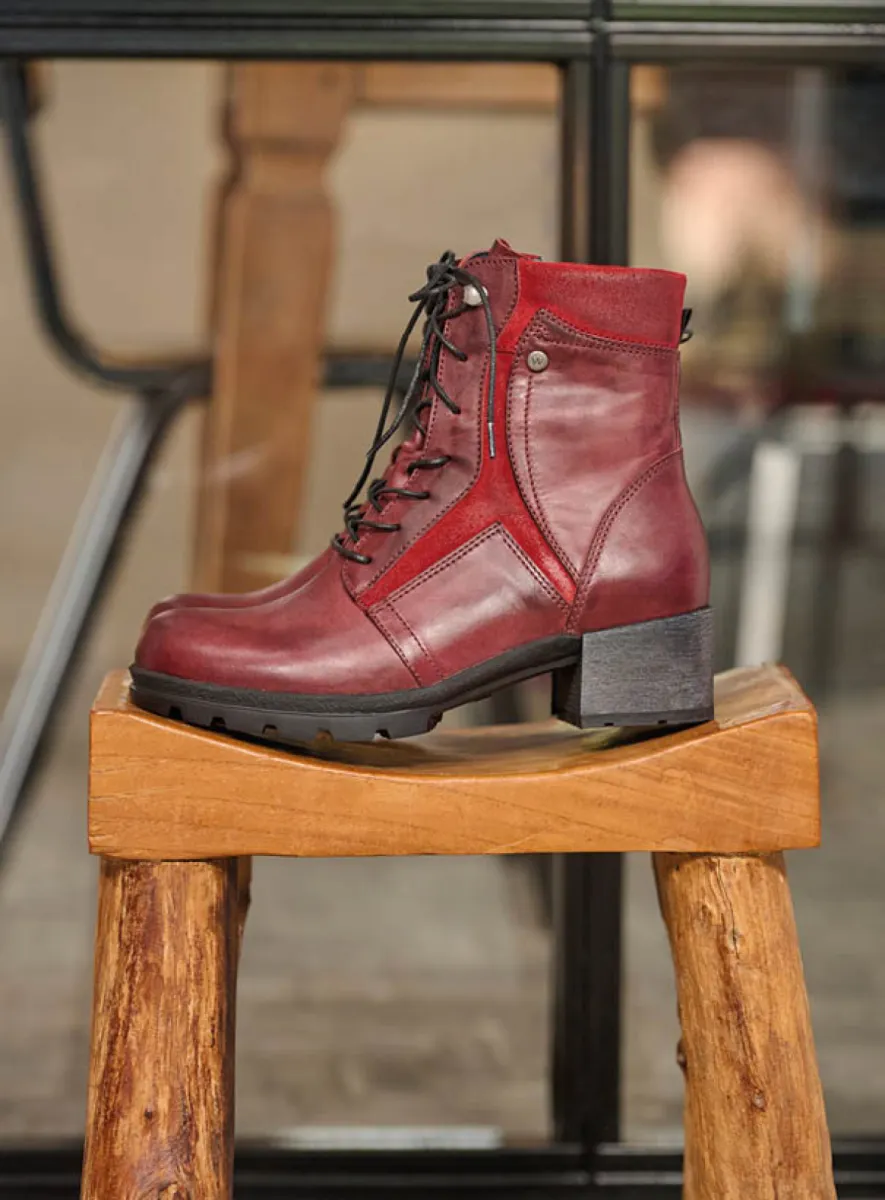 Wolky Schnürstiefeletten 06100 Dayton 30551 Leder bordeauxrot