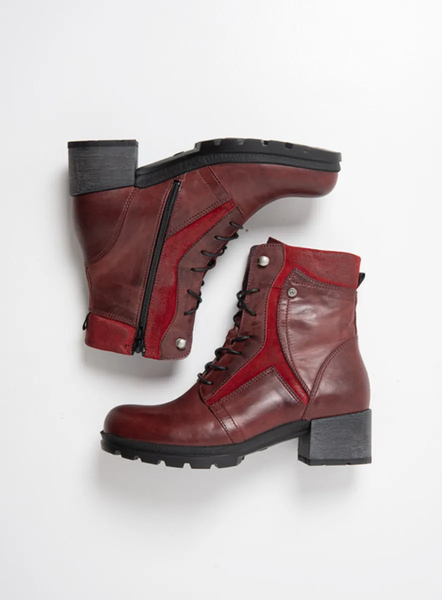 Wolky Schnürstiefeletten 06100 Dayton 30551 Leder bordeauxrot