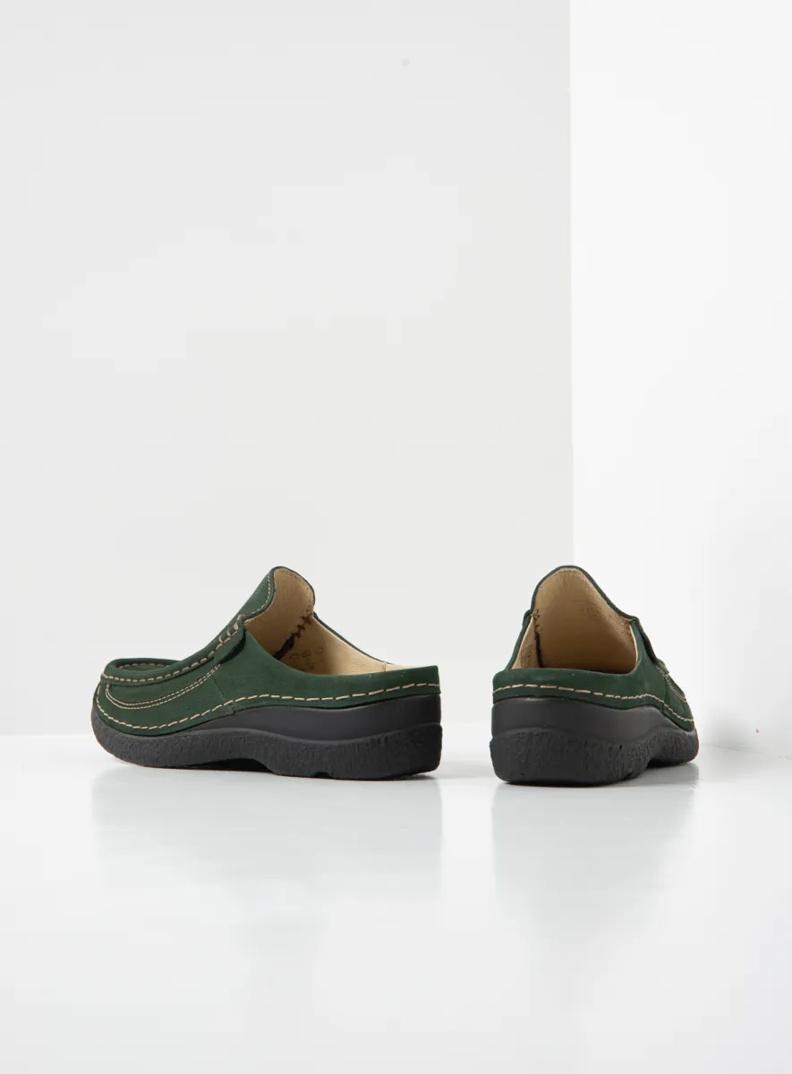 Wolky Clogs 06202 Roll Slide 13719 Nubukleder grün