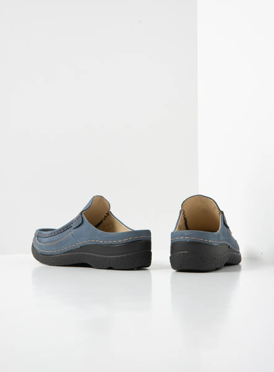 Wolky Clogs 06202 Roll Slide 13840 Nubukleder jeansblau
