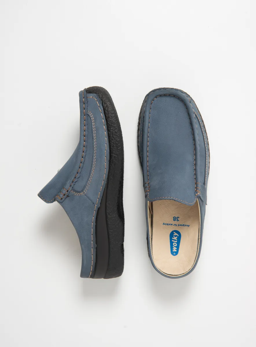 Wolky Clogs 06202 Roll Slide 13840 Nubukleder jeansblau