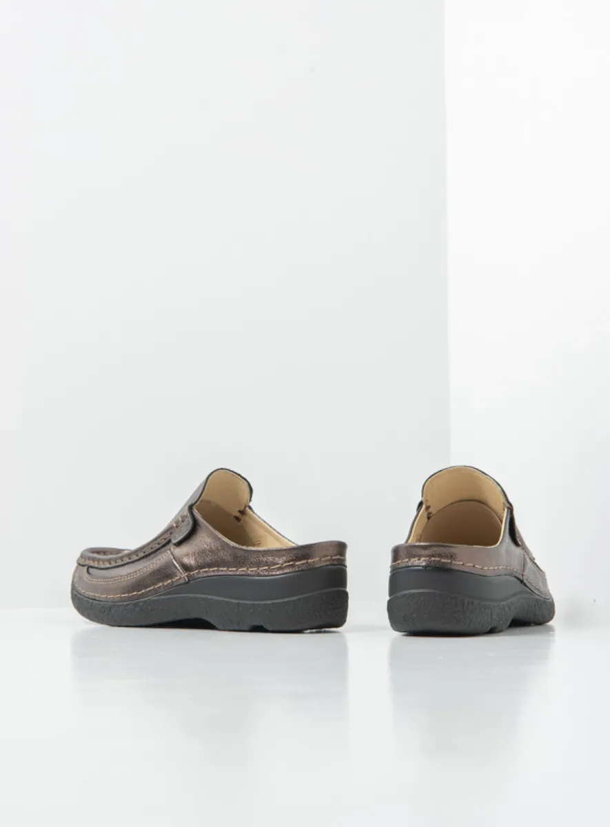 Wolky Clogs 06202 Roll Slide 32203 Leder metallic bronze