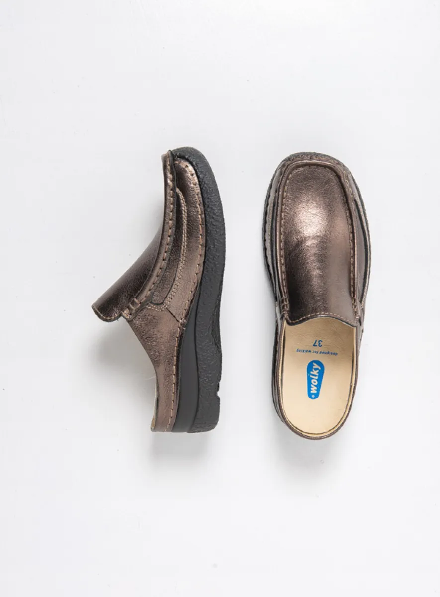 Wolky Clogs 06202 Roll Slide 32203 Leder metallic bronze