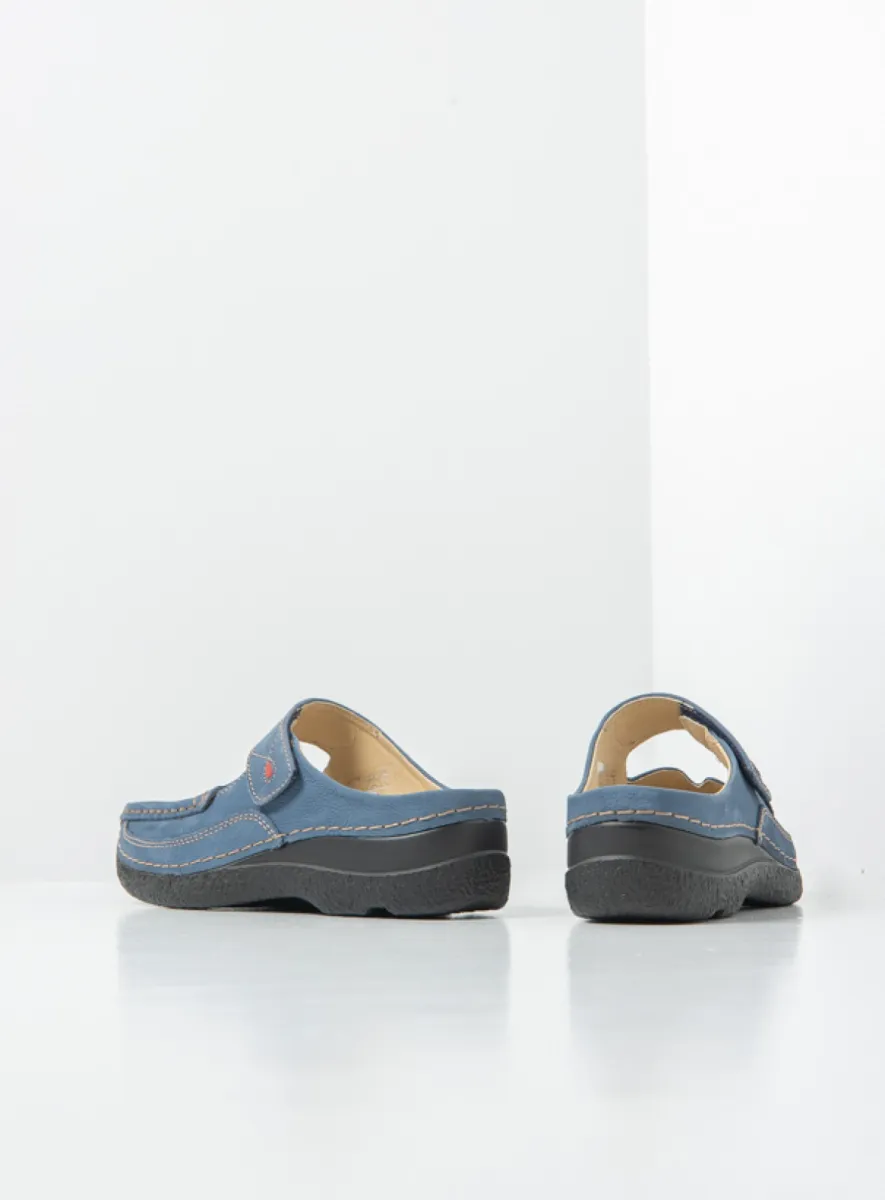 Wolky Clogs 06227 Roll Slipper 13840 Nubukleder jeansblau