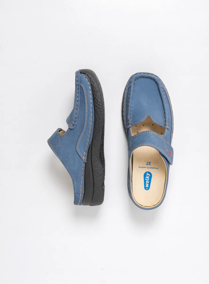 Wolky Clogs 06227 Roll Slipper 13840 Nubukleder jeansblau