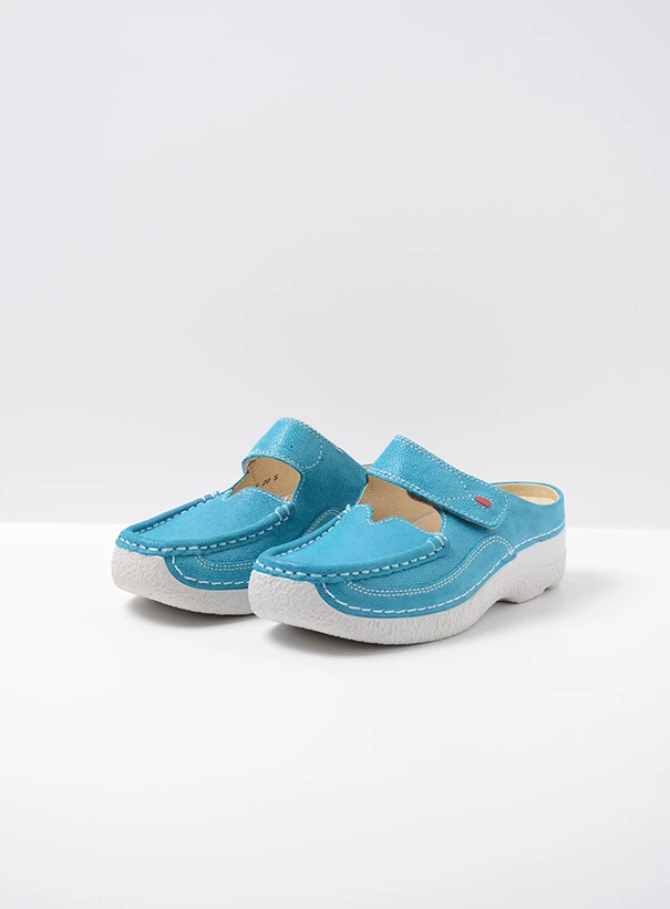 wolky extra komfort 06227 roll slipper 15760 turquoise nubuck front