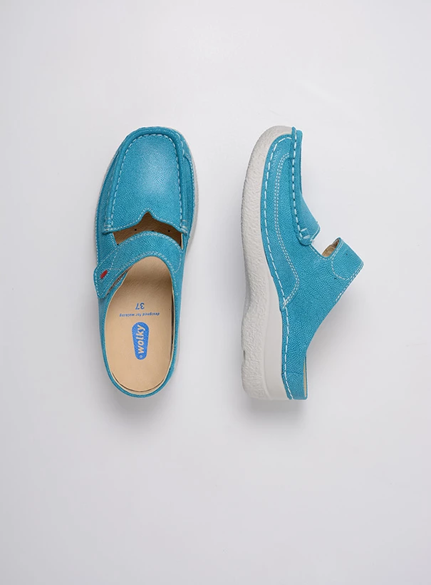 wolky extra komfort 06227 roll slipper 15760 turquoise nubuck top