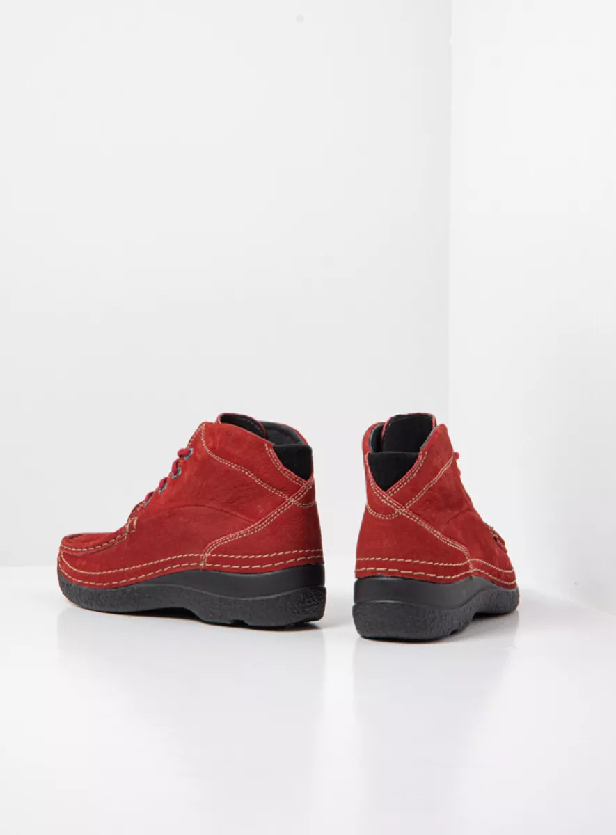 Wolky Hohe Schnürschuhe 06242 Roll Shoot 11553 Nubukleder kirschrot