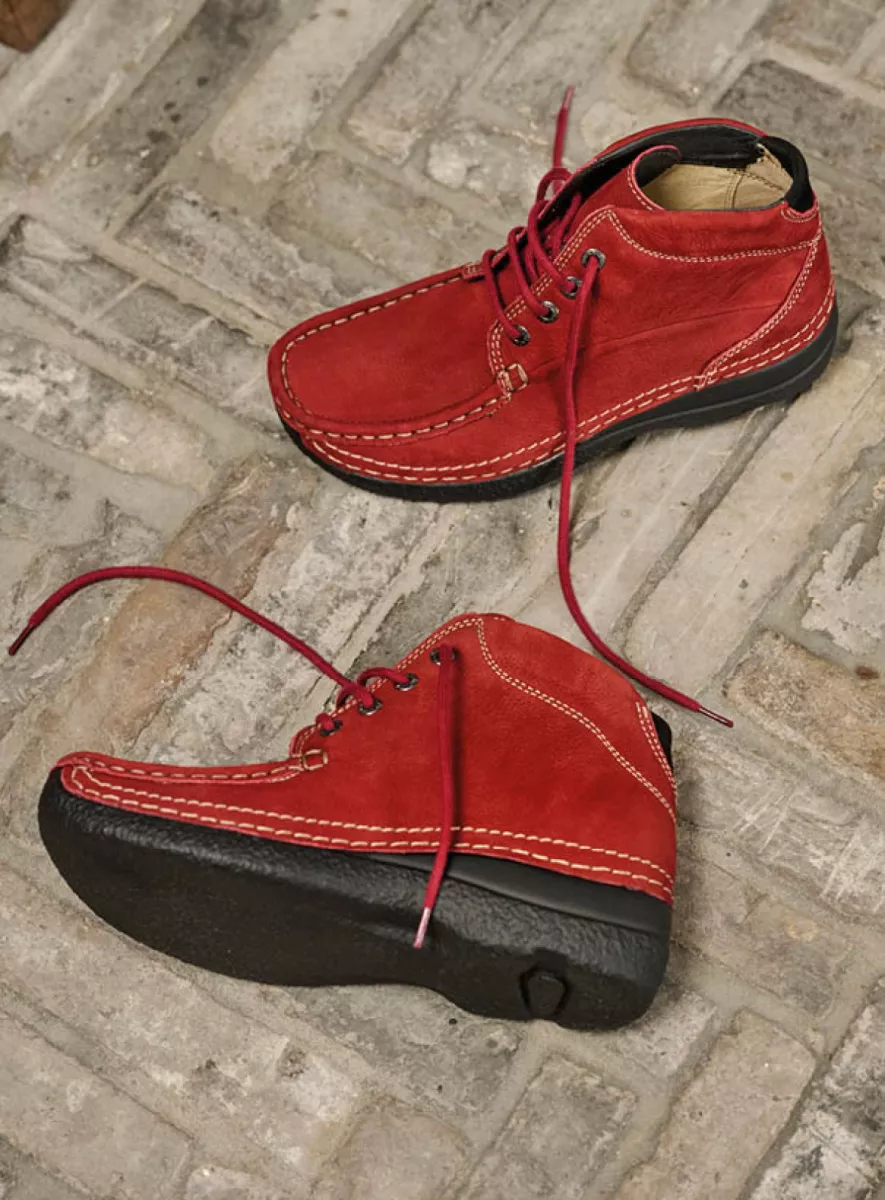 Wolky Hohe Schnürschuhe 06242 Roll Shoot 11553 Nubukleder kirschrot