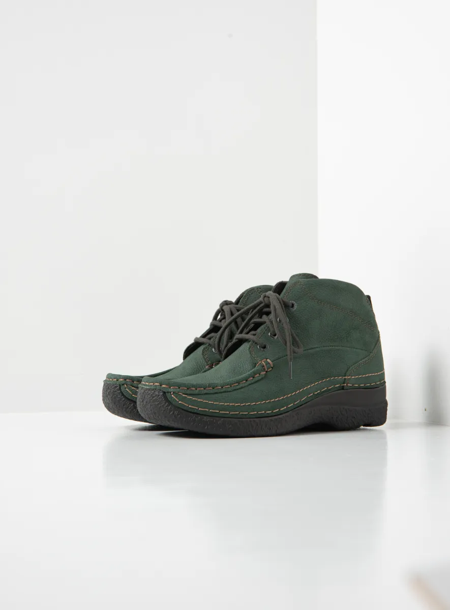 Wolky Roll Shoot - Nubukleder grün Schnürschuhe für damen