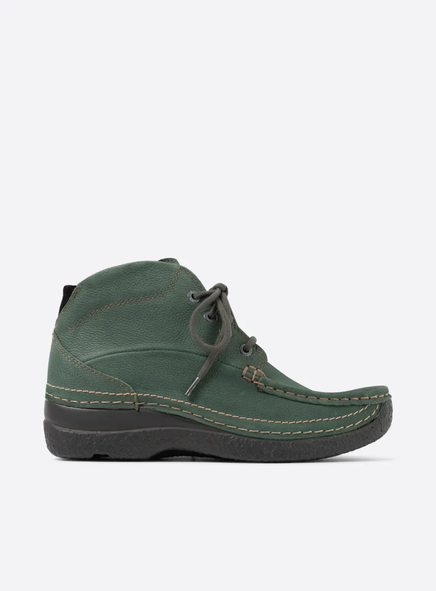 Wolky Roll Shoot - Nubukleder grün Schnürschuhe für damen