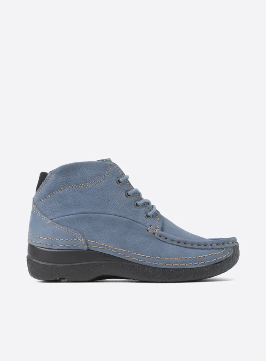Wolky Hohe Schnürschuhe 06242 Roll Shoot 11840 Nubukleder jeansblau