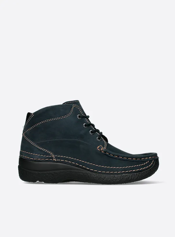 Wolky Roll Shoot - Nubukleder blau Schnürschuhe für damen